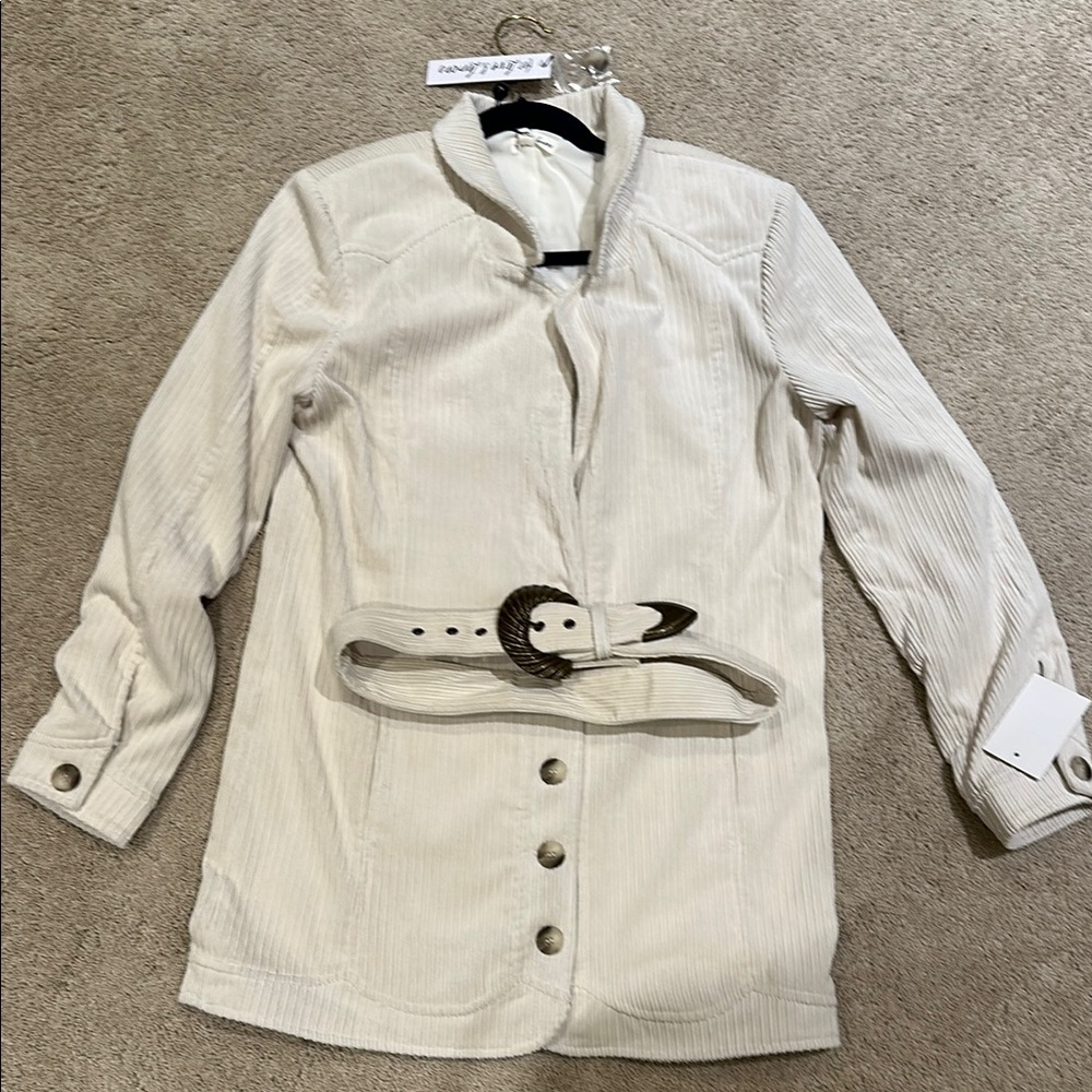 Stylish White Corduroy Jacket